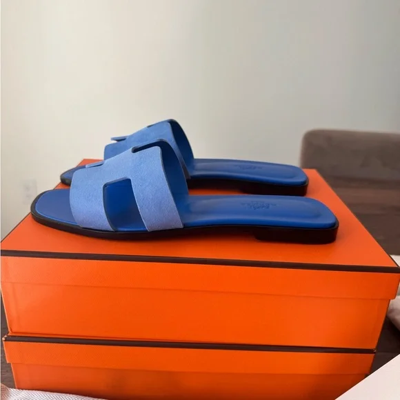 Hermes Oran Sandals Bleu Cameo - Picture 4 of 10